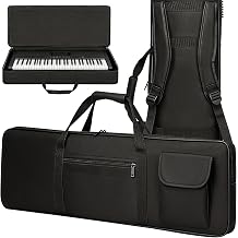 61 Key Keyboard Gig Bag, Portable Keyboard Case, 600D Oxford Piano Case with Padding, Front Storage Pocket & Dual Shoulder Straps (103x42x12cm）