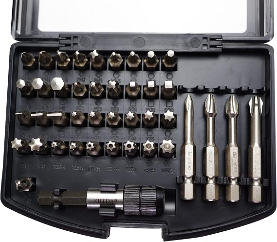 42-Piece Screwdriver Bit Set, S2 Steel Torx, Security Torx, Hex, Phillips, Slotted, Pozidriv & Square Driver Bits, 25mm & 50mm Drill Bit Kit with Magnetic Bit Holder for Power Tools 1 pack