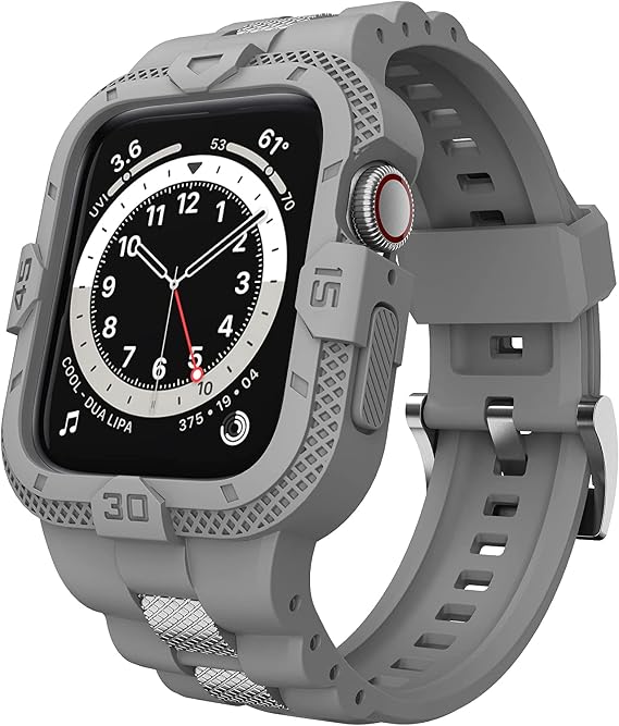 Bands Compatible for Apple Watch Band 41mm 40mm 38mm with Case Men | Shockproof & Rugged Sport Band for Apple Watch Series 9 8 7 SE3 SE2 SE 6 5 4 3 with Bumper Case Cover for Men, Grey