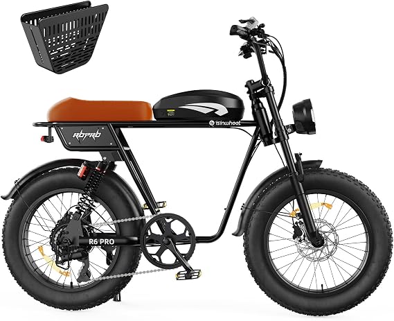 isinwheel R6 Pro Electric Bike for Adults,2000W Motor Electric Dirt Bike, 20+ MPH & 105 Miles,20" All Terrain Fat Tire Motorcycle,Smart APP, GPS Location (iOS Compatible) Full Suspension Moped E-Bike
