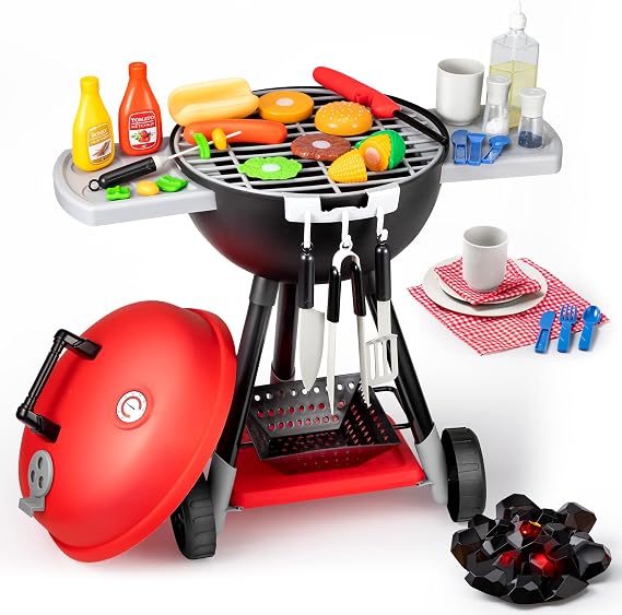 JOYIN Kids BBQ Play Kitchen Toys, Grill Play Food Birthday Gift Ages 2 3 4