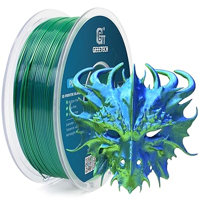 GEEETECH Silk PLA 3D Printer Filament 1.75mm, Silk Dual Color PLA Filament 1KG2.2lbs, Dimensional Accuracy - 0.02 mm, Bicolor Filament PLA Blue Green