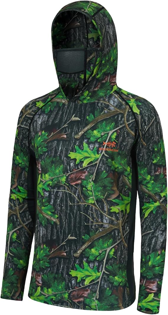 BASSDASH Men's UPF 50+ Camo Long Sleeve Hunting Fishing Hoodie Shirt