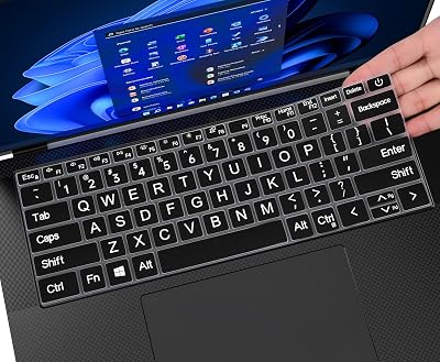 Keyboard Cover with Large Letters for 2024 2023 2022 Dell XPS 15 9500 9510 9520 9530 15.6 inch & XPS 17 9720 9710 9700 9730 17 inch, DELL Precision 5760 5770 5560 5570 15.6 17.3 Protector -Black