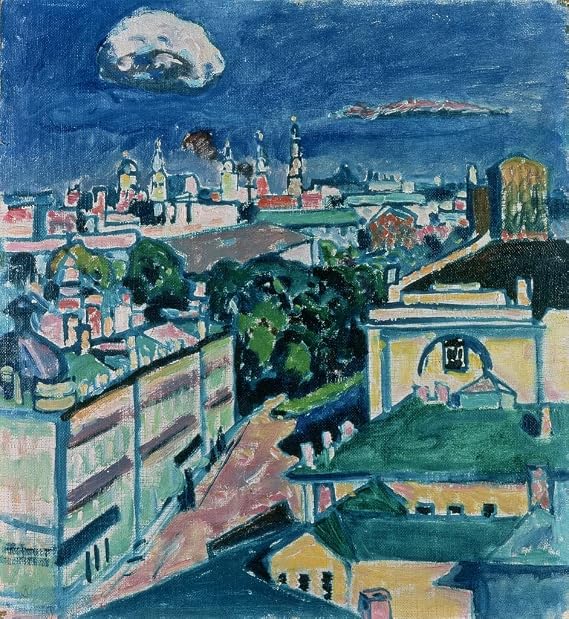 HCOTZHPY Oil Painting Canvas Wall Poster Wall Decoration Painting View of Moscow by Wassily Kandinsky Classic Picture for Wall Decor 60x90cm
