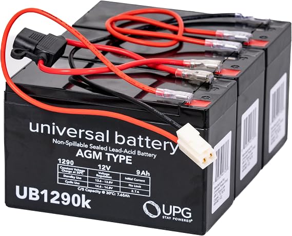 AlveyTech Premium 36 Volt Battery Pack for The Razor Rambler 16 Electric Bike (9 Ah Extended Range Upgrade) - Replacement Set of 3 Rechargeable AGM Batteries with Wiring Harness