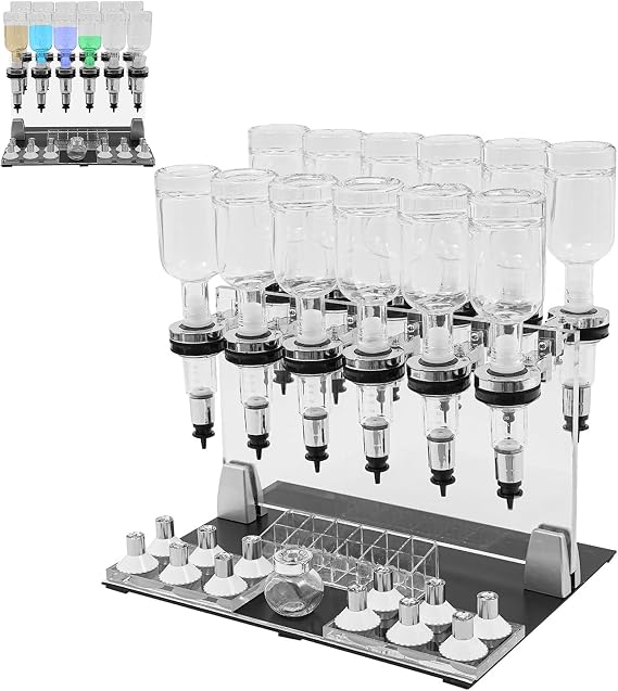 12-Bottle Perfume Dispenser Kit - Manual Liquid Filling Machine with Adjustable Pumps & Scent Testing Cups for Salon, Studio, and Bar Use