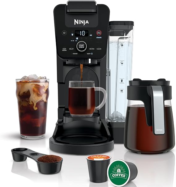 Ninja CFP201 Dual Brew System 12-Cup Coffee Maker, Single Serve for Ground & K Cup Pods, 3 Brew Styles, 60-Ounce Reservoir & Carafe, Black