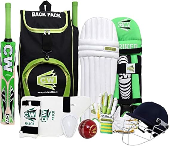 CW Bullet Cricket Set All Age Group 5-14 Years Old Kids Youth Left Hand Cricket Set for Men Adult Cricket Set Full Size Junior Size Set Backpack Bag Kashmir Willow Bat Leather Ball