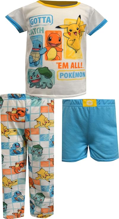 Komar Kids Girls Pokemon Catch 'Em All Girls 3 Piece Pajamas
