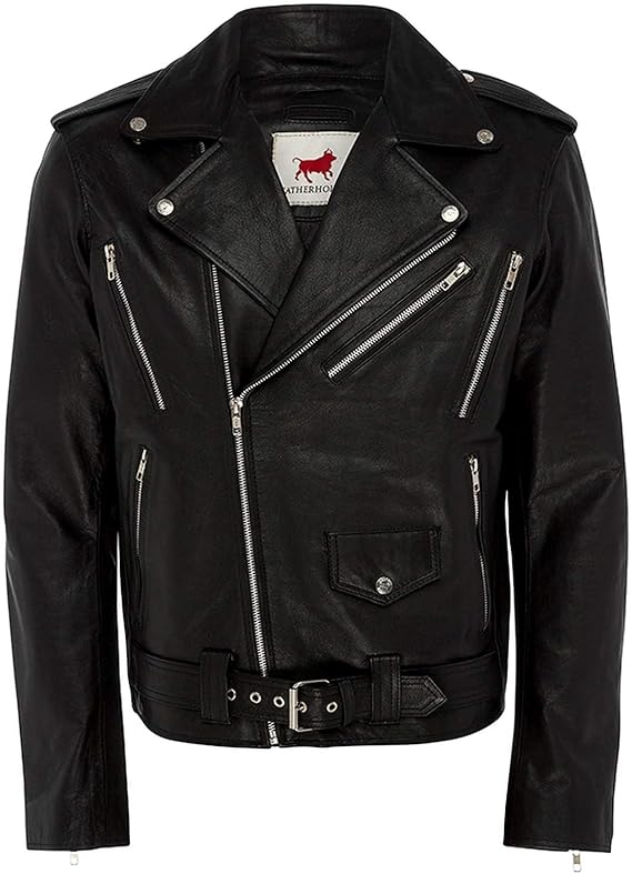 Men's Real Leather Black Motorcycle Rider Jacket