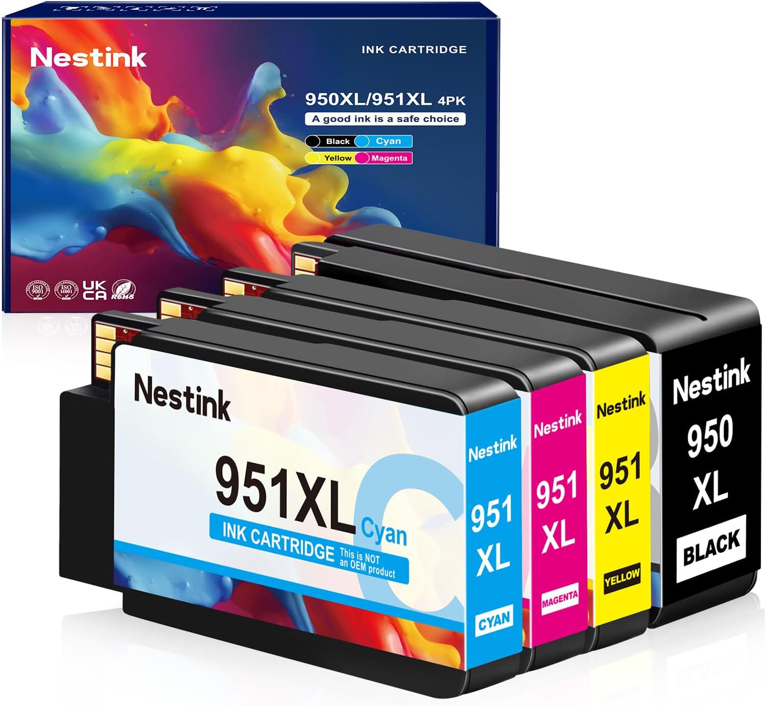 950XL 951XL Combo Compatible for HP 950 XL 951 XL Ink Cartridge Replacement for HP OfficeJet Pro 8610 8620 8100 8630 8660 8640 8615 76DW 251DW 1 Black, 1 Cyan, 1 Magenta, 1 Yellow