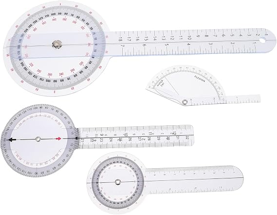 Orthopedic Angle Ruler 4pcs PVC Measuring Goniometer | Portable Protractor Ruler for Spinal Finger Toe Measurement, Rotary Gauge for Clinical Routines