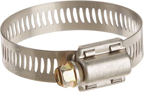 Breeze-62024H Power-Seal Stainless Steel Hose Clamp, Worm-Drive, SAE Size 24, 1-1/16" to 2" Diameter Range, 1/2" Bandwidth