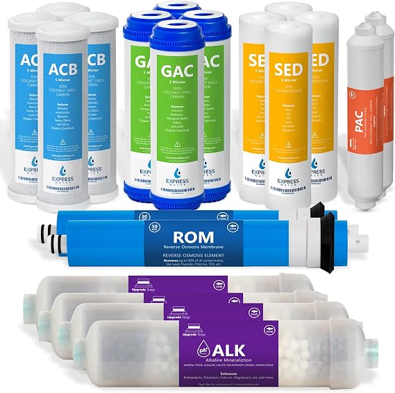 Express Water FLTSETALK205Q Reverse Osmosis Filter Set, Alkaline, 50 GPD