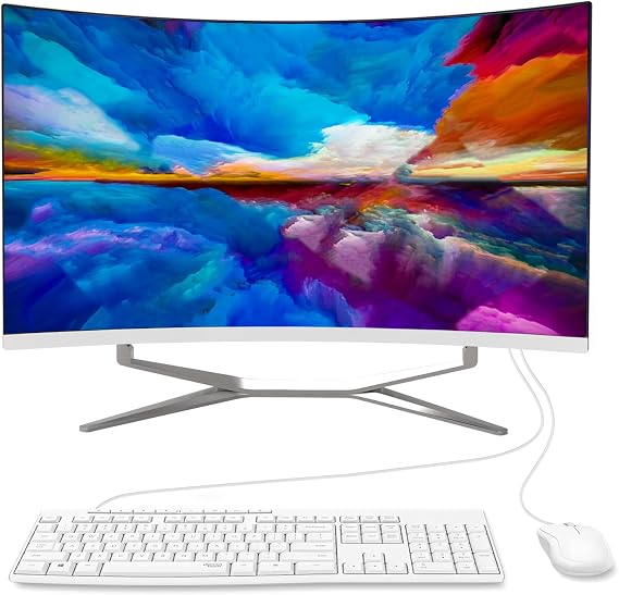 27" FHD Curved All-in-One Desktop Computer,I3-8100T Quad-Core,16GB RAM 512GB SSD, WiFi Bluetooth, Keyboard & Mouse, All in One PC for Home, Business, Office, Gaming