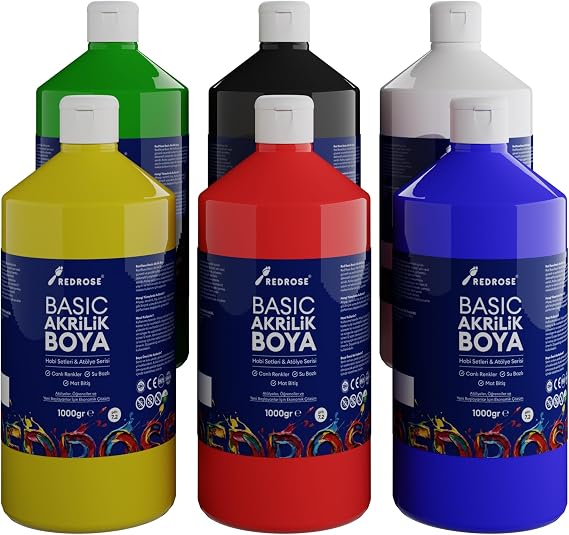 Ana Renkler Basic Akrilik Boya 6’lı Set 6x1000gr