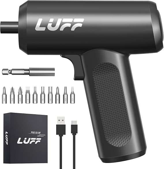 Electric Screwdriver Set, 4V Cordless Rechargeable Screwdriver with 4.5 N.m Torque, 1500 mAh Battery USB-C, LED Light, 12 Bits for Furniture/Electrical Repairs