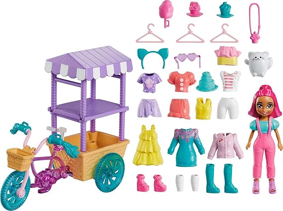 Polly Pocket Bisiklet Dolusu Moda: Margot (10 cm), Tatlılar, Giysiler ve Aksesuarlar, 25'ten fazla parçasıyla, 4 yaş ve üzeri için hediye HHX76