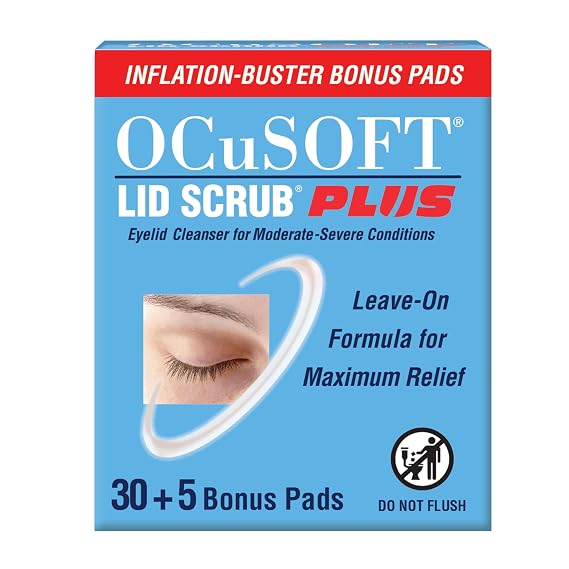OCuSOFT Lid Scrub Plus Inflation Buster, Pre-Moistened Pads, 30+5 Count