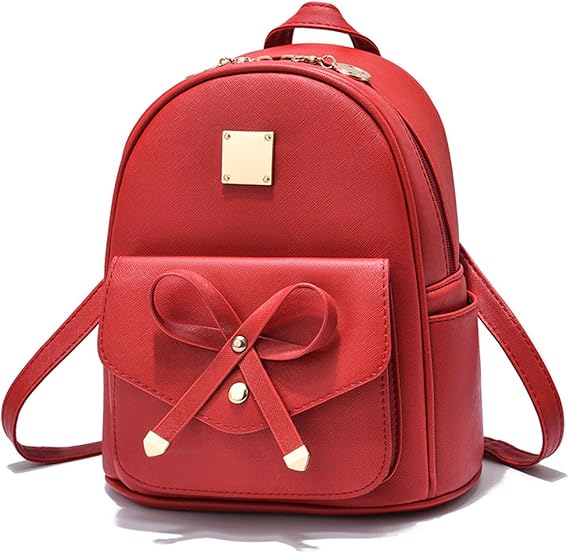 Classic New Backpack Lightweight Fashion Women'S Crossbody Bag Bow Cute Pu Leather Casual Backpack Mini Backpack Wallet Women,Red