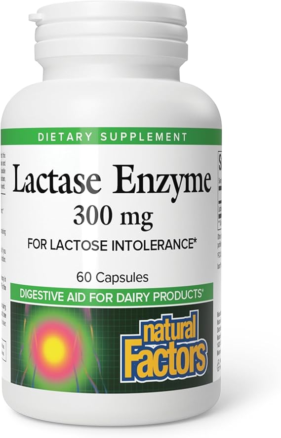 Natural Factors, Lactase Enzyme, Digestive Aid For Lactose and Dairy Intolerance, 60 Capsules