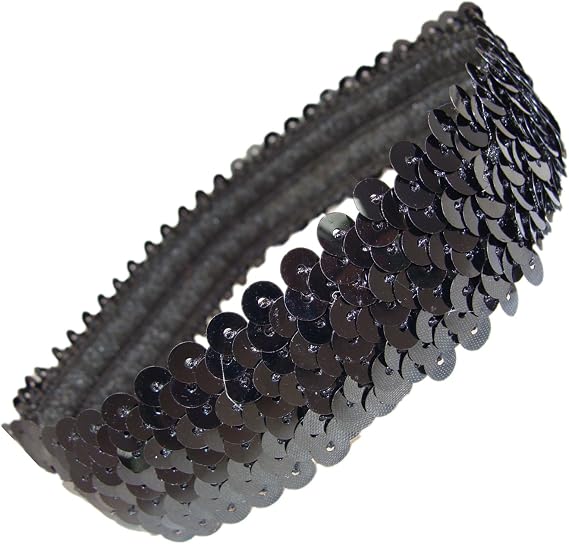 Kenz Laurenz Sequin Headbands Elastic Stretchy Headband for Girls Kids Women Flapper Roaring 20s Great Gatsby 1920s Hair Band Cute Princess Head Bands