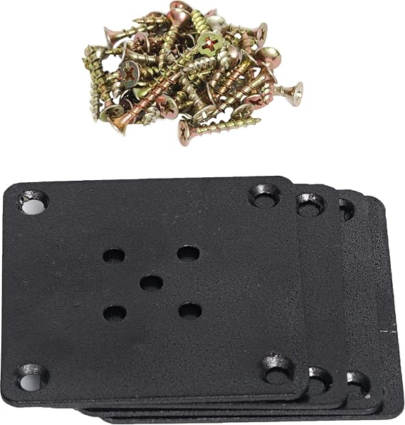 decorluxes Flat Mounting Plates Metal Set of 4 for Furniture Legs Sofa Mid Century Couch Legs