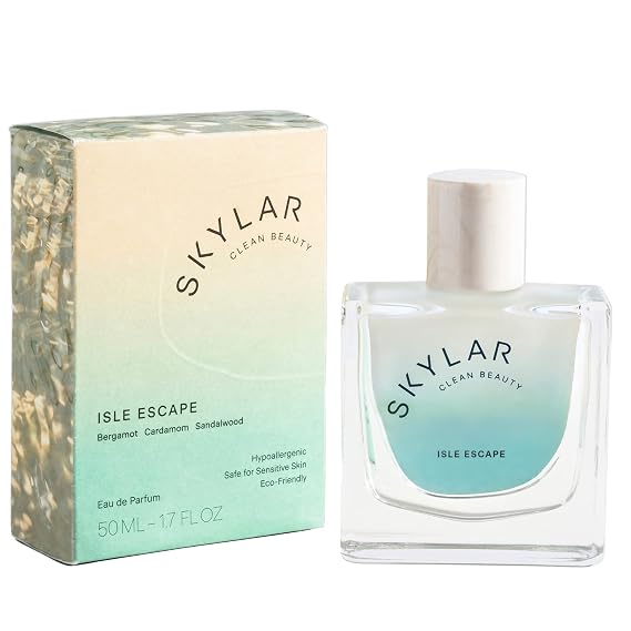Skylar Isle Escape Roll On Travel Perfume for Women - Mini Fresh Beach Perfume, Bergamot, Cardamom & Sandalwood Notes - Hypoallergenic, Vegan,