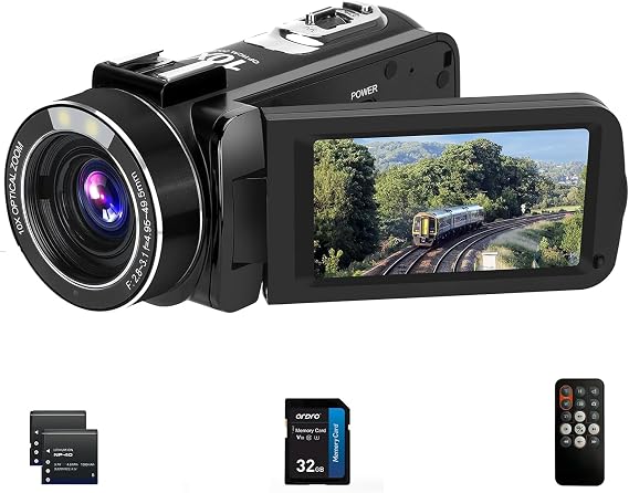 ORDRO 4K Camcorder 10X Optical Zoom 30MP 24FPS 3" IPS Screen Vlog Camera