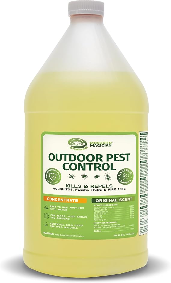 Liquid Concentrate - Kills Mosquitoes, Fleas, and Fire Ants - Use with Pump or Backpack Sprayers, Foggers, or Automatic Misting Machines - Ideal for Yards, Lawns, Patios - 1 Gallon