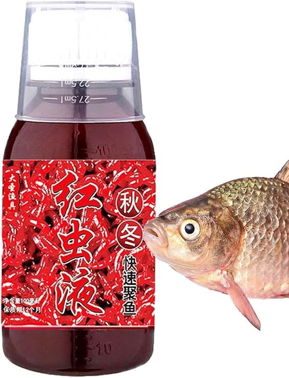 100ml Red Worm Liquid Bait,High Concentration Attractive Smell Fishing Bait,Fish Scent Bait Fish Additive,Safe Effective Fish Bait Attractant Enhancer for Salt Water Water Trout,Cod,Carp (1pcs)