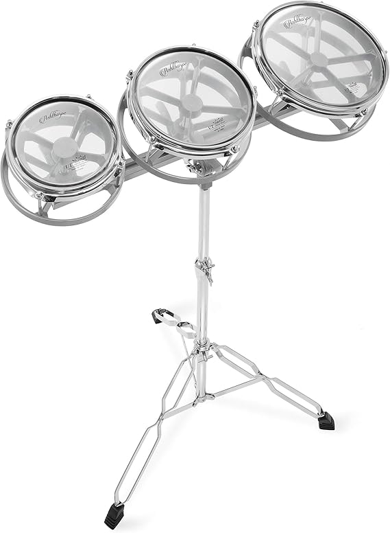 Ashthorpe Roto Tom Drum Set with Stand - 6", 8", 10" Toms with Remo Heads