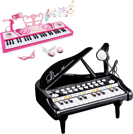24 Keys Black Piano Toy and 49 Keys Keyboard Toy for Kids