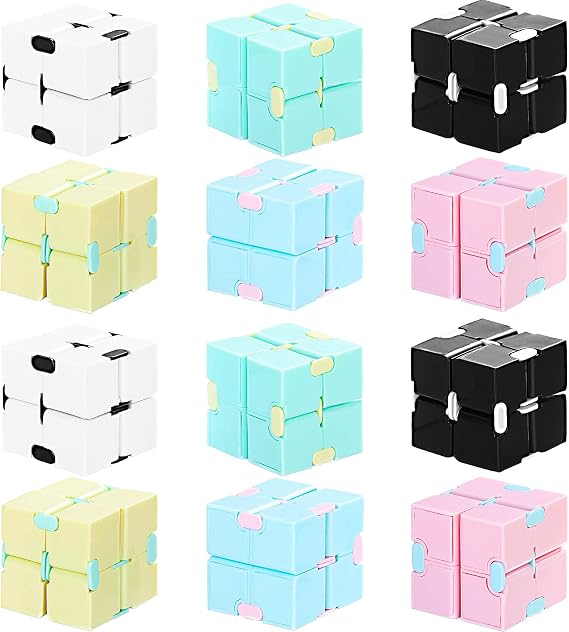 Gejoy 12 pcs Infinity Cube Toy Mini Cube Blocks Desk Toy,Macarons | Cube Anxiety Relief Toy, Stress Relieving Game, Office Desk Toys, Blocks Puzzle Flip Cube, Kid Adult Birthday Party Favors