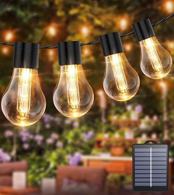 Solar String Lights Outdoor,10M/32.8FT Edsion Solar Festoon Lights with 16 Shatterproof Bulbs,8 Modes & Timer & Memory, IP65 Waterproof Garden Lights for Gazebo Patio Festival Wedding