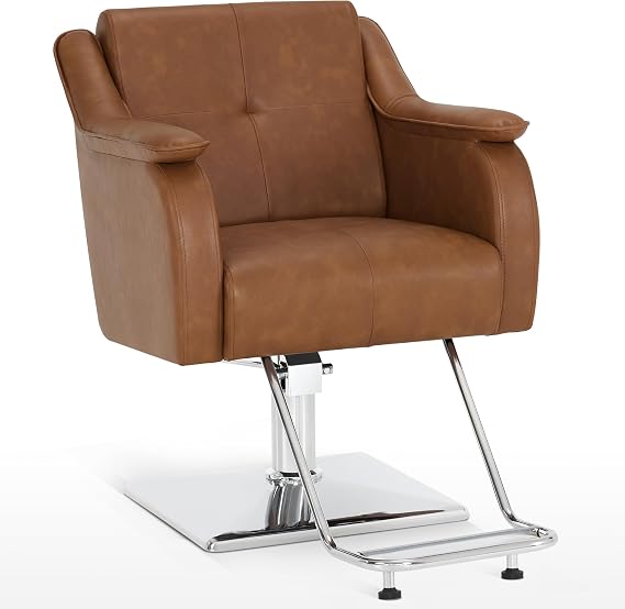BarberPub Salon Styling Chair for Hair Stylist, Barbershop, 9471(Brown) | Classic Salon Chair, Hair Salon Chair for Barbershop Home SPA, High-density Sponge
