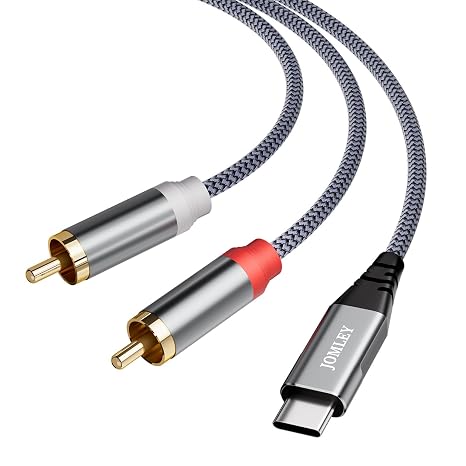 USB C to 2 RCA Audio Cable Male to Male Plug Cord, 3.3FT | USB C to RCA Cable with DAC Chip, Gold-Plated, Nylon Braided HiFi Audio Cord for Laptop/Phone/DVD Player/Amplifier/Speaker