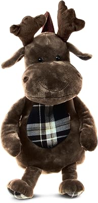 Puzzled DolliBu Moose Stuffed Animal Backpack - Super Soft Plush Stuffed Animal Bag for Children Accessories, Kids First Travel Plush Bag Toy for Boys & Girls- 14