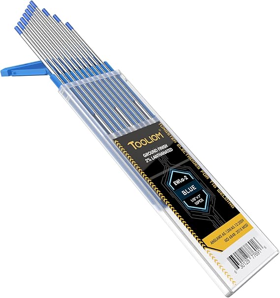 TOOLIOM EWLa-2 TIG Tungsten Electrodes, Blue, 1/8 x 7 in, 10 Pack