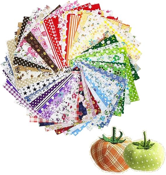 60 Pcs 4" x 4"(10cm x 10cm) Assorted Craft Fabric Bundle Squares Patchwork