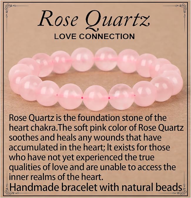 LPBeads Handmade Natural Gemstone Stretch Elastic Bracelet Healing Crystal Round Stone Beads Jewelry Gifts for Women Men