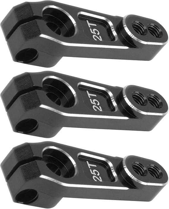 ShareGoo 3Pcs Metal 25T Servo Horn 25 Teeth Steering Servo Arm M3 Threads Compatible with Futaba Savox Power HD HSP Servos Motor Fit for 1/8 1/10 RC Off Road Crawler Drift Car Boat (Black)
