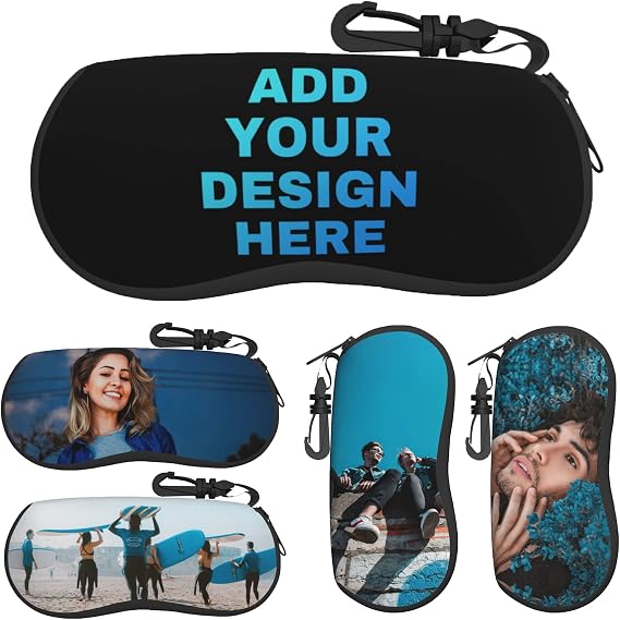 FGHJ Custom Glasses Case Personalized Eyeglass Case Design Your Photo Name Logo Portable Soft Sunglasses Bag Gift for Women