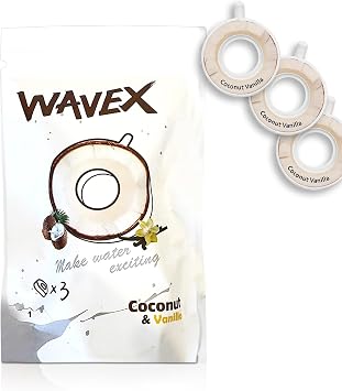 3-Pack Coconut Vanilla Aroma Scent Pods, Only for WAVEX Scent-Powered Water Bottles Zero Sugar and Additives, Calorie-Free Hydration Each Pod Lasts Up to 7LRefill Scent Rings Not a food or drink