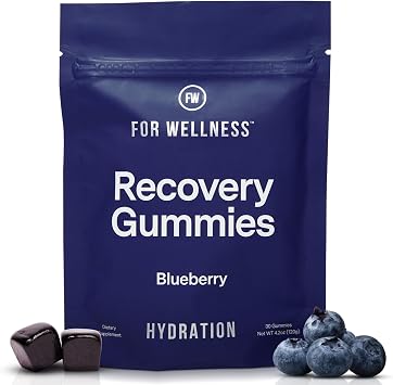 For Wellness Recovery Gummies Hydrate | Blueberry Electrolyte &amp; Antioxidant Supplements for Hydration, Energy &amp; Post-Workout Performance | Vegan, Non-GMO, 30 Count
