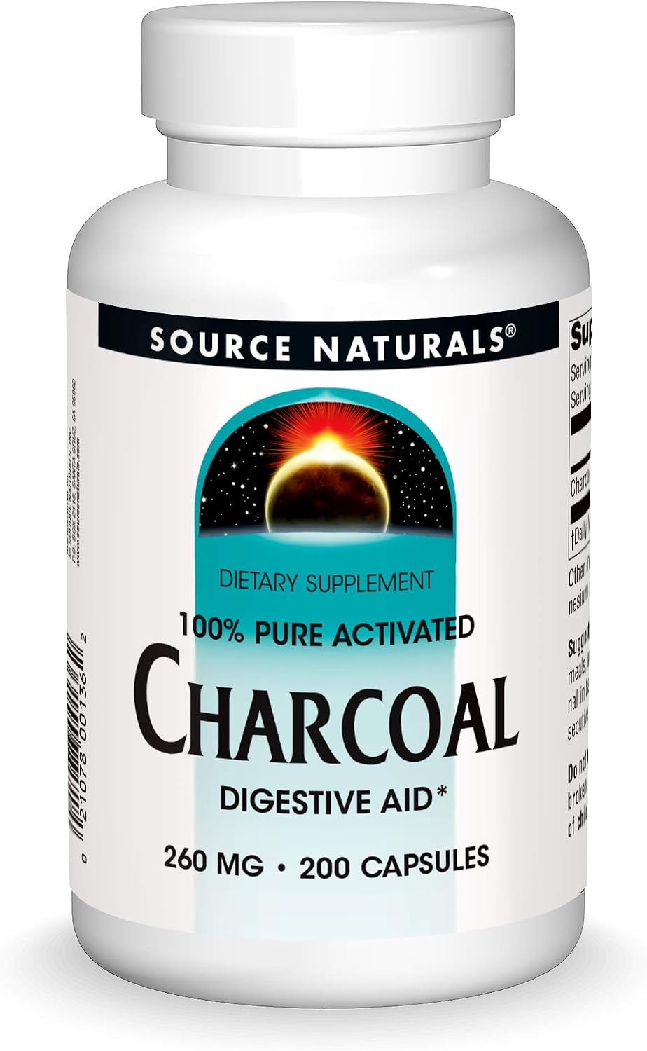 Source Naturals Charcoal - 100% Pure Activated, Digestive Aid - 100 Capsules