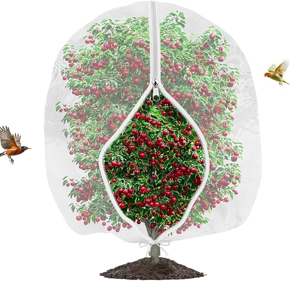 Fruit Tree Netting Bird Protection, 183x183cm 6x6ft Garden Nettings Mesh Fine Bags with Zipper, Blueberry Vegetable Cheer Strawberry Nettings, Bird Friendly Bush Fruit Tree Netting