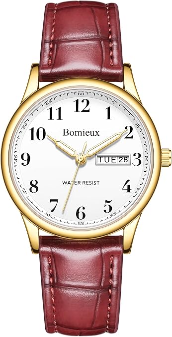 Watches for Men, Fashion Leather Mens Watch, Waterproof Quartz Analog Wrist Watch with Luminous Hands, Date Display, Leather Strap - Best Gift for Men