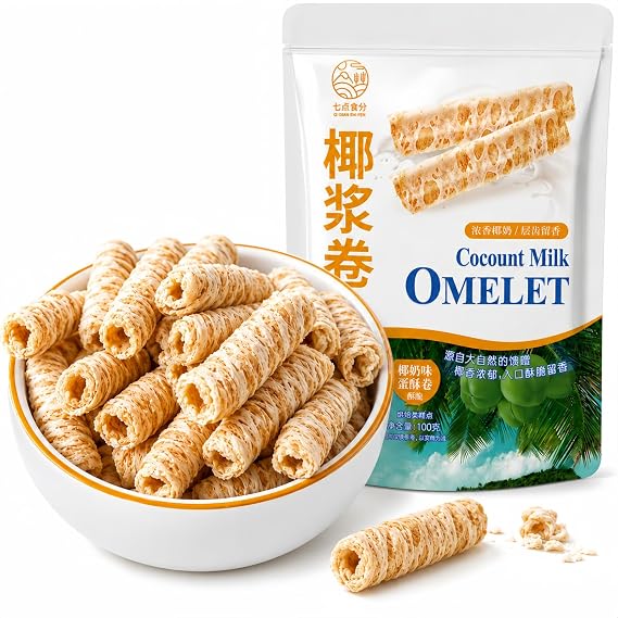 Crispy Coconut Rolls, Lightly Sweetened Baked Coconuts Coated Delicious Snack,Rolled Wafer Cookies, Gluten Free,Crunchy Sticks for On-the-Go, Coffee, Tea (3.5oz bags)